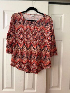 XIEERDUO Southwestern Geometric 3/4 Sleeve Top Size M